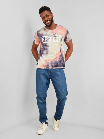 Zetu Men's Respect Tie-dye T-shirt - Pink/Black - Shopzetu