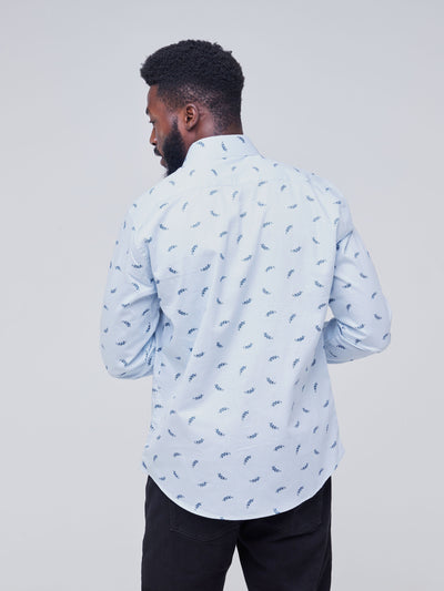 Safari Men's Long Sleeve Shirt - Light Blue Floral Print