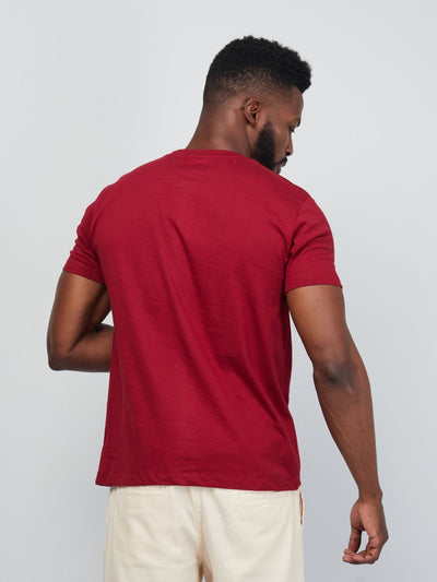 King's Collection Unisex Round Neck T-shirt - Dark Red - Shopzetu