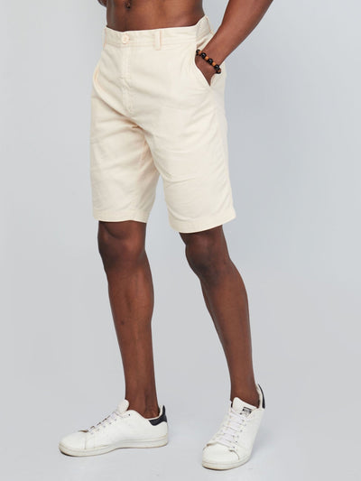 Zetu Men's Chino Shorts - Cream - Shopzetu