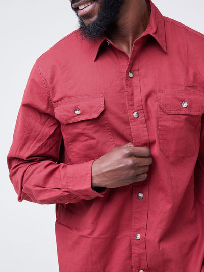 Alladin Zecchino Men's Long Sleeve Shirt - Red - Shopzetu