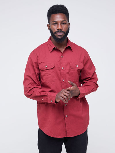 Alladin Zecchino Men's Long Sleeve Shirt - Red - Shopzetu