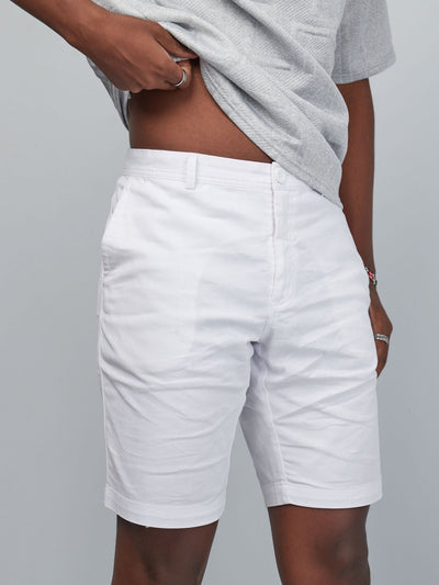 Zetu Men's Chino Shorts - White - Shopzetu