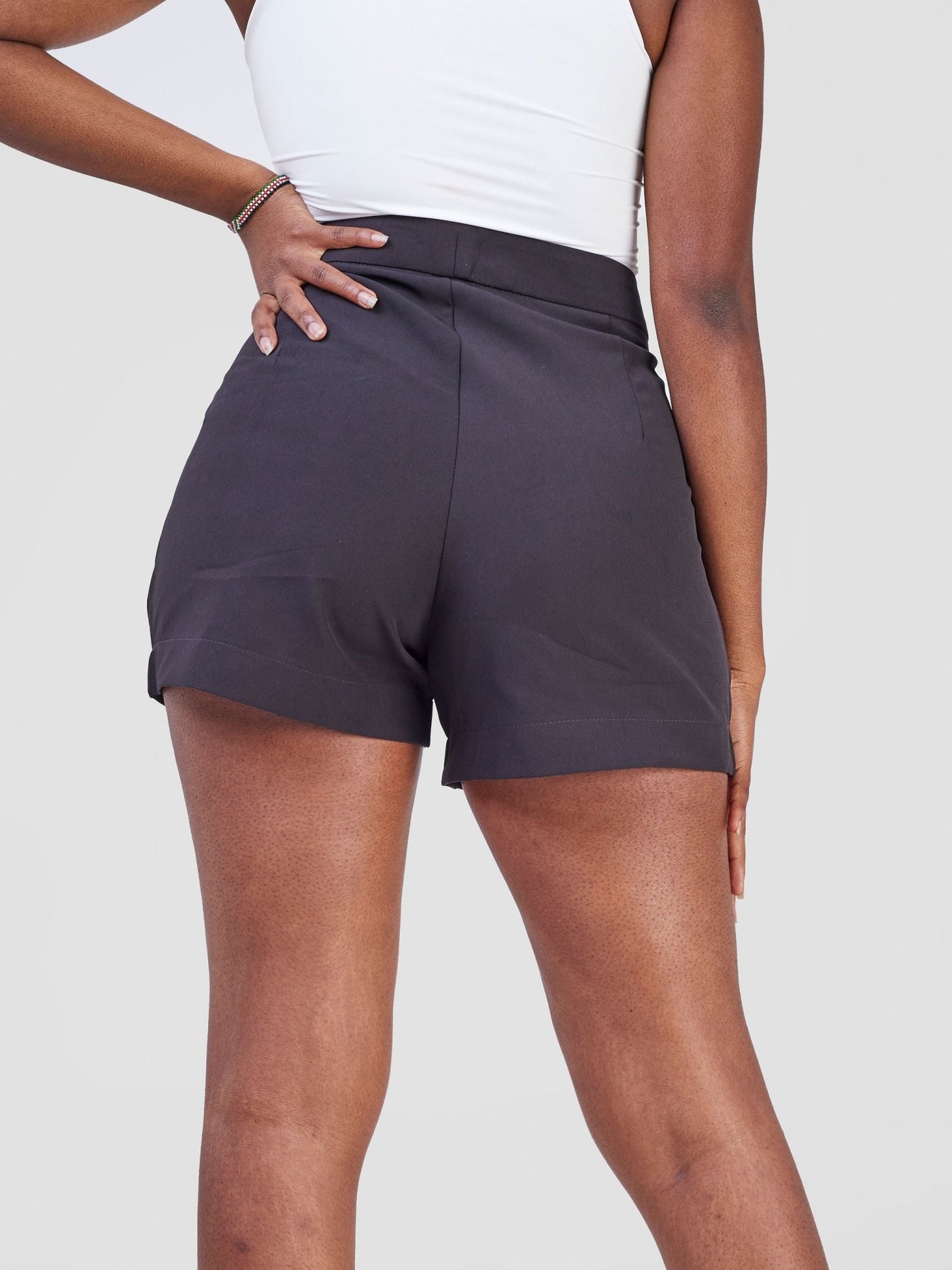 Anika Clip Shorts with Angular Pockets - Black - Shopzetu
