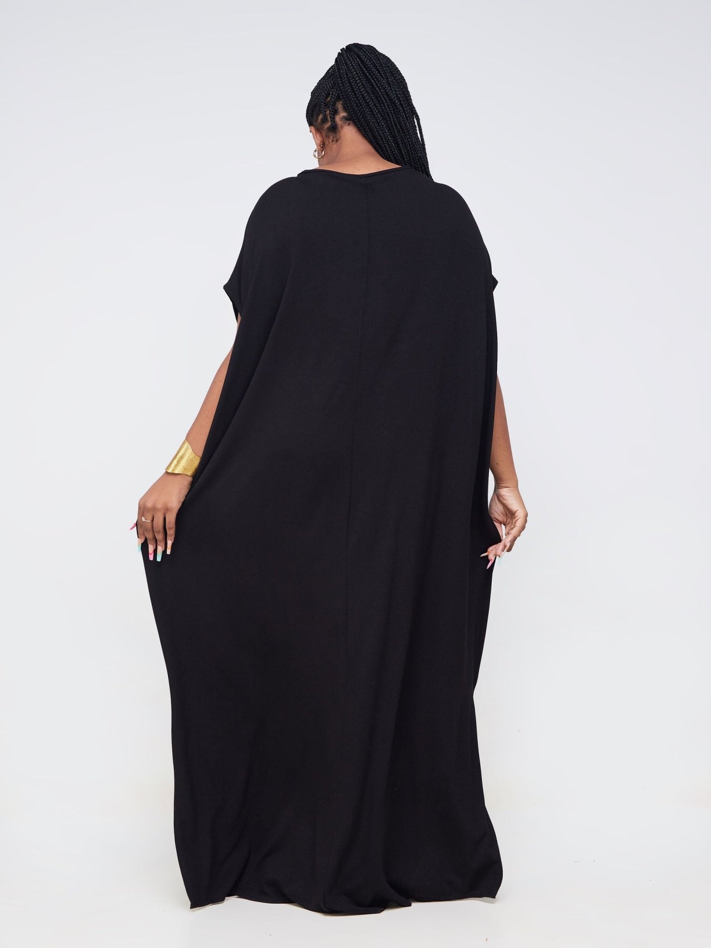 Vivo Arusha Wide Drop Shoulder Maxi Dress - Black - Shopzetu