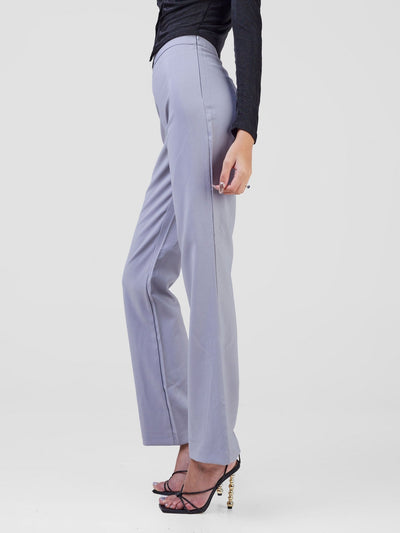 Anika Boot-Cut Dress Pants With Zipper on the Side - Light Grey - Shopzetu