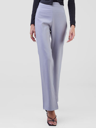 Anika Boot-Cut Dress Pants With Zipper on the Side - Light Grey - Shopzetu