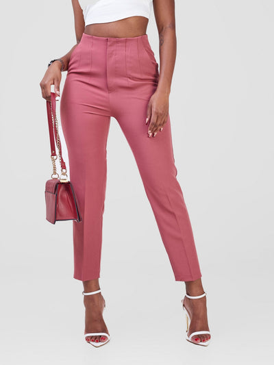 Anika Mindy Crepe Pants With Angular Pockets - Pink - Shopzetu