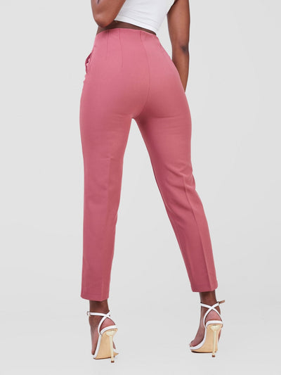 Anika Mindy Crepe Pants With Angular Pockets - Pink - Shopzetu