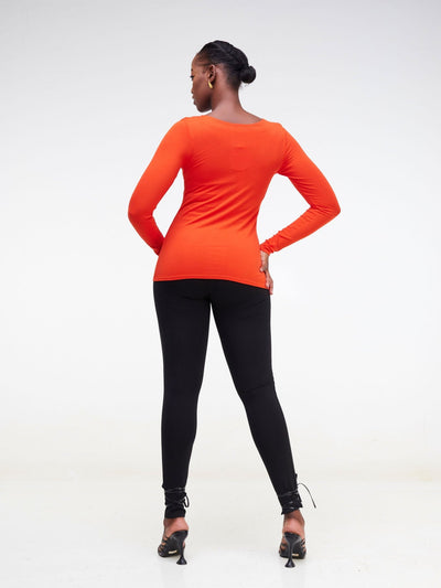 Vivo Basic Long Sleeved Top - Orange - Shopzetu