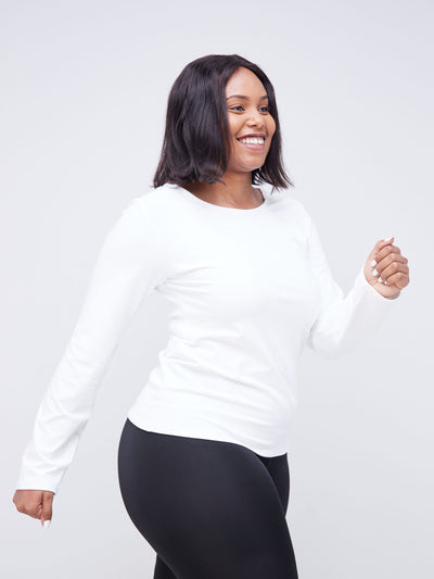 Vivo Fitness Fitted Long Sleeve Top - White