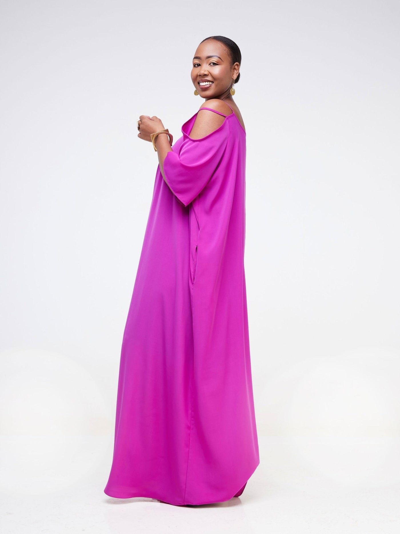 Vivo Dali Strappy Shoulder Tent Maxi Dress - Purple - Shopzetu