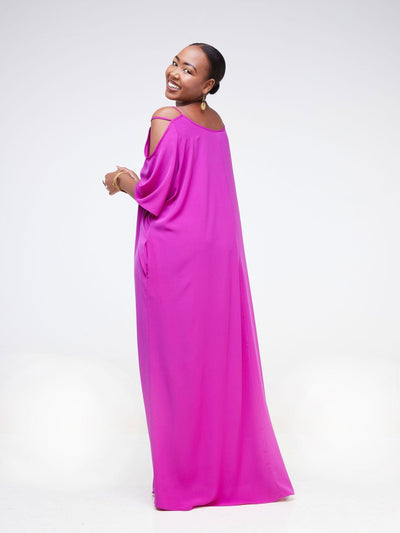 Vivo Dali Strappy Shoulder Tent Maxi Dress - Purple - Shopzetu