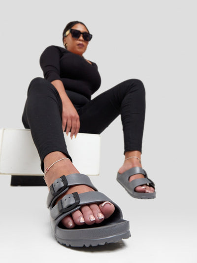 Ziatu Double Buckle Sandals - Grey - Shopzetu