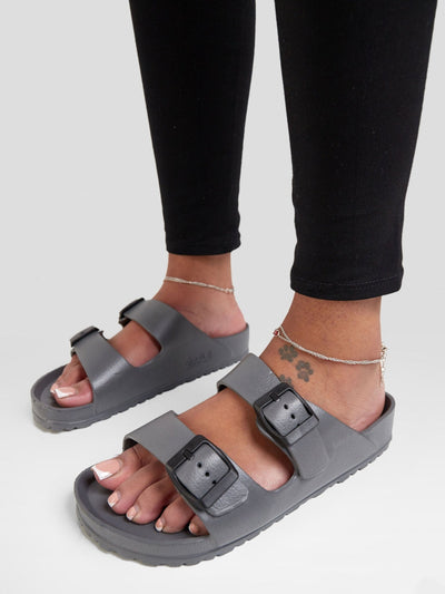 Ziatu Double Buckle Sandals - Grey - Shopzetu