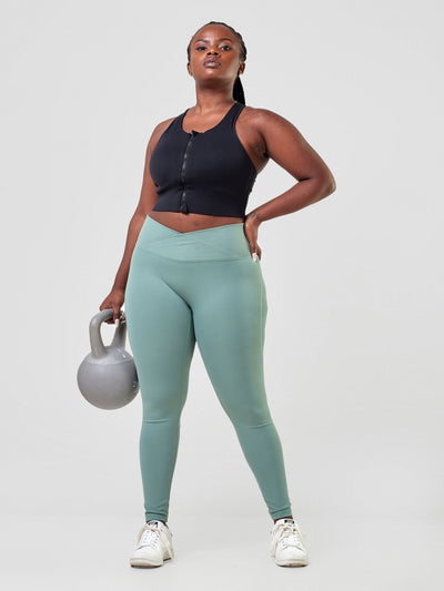 Ava Fitness Progress High Waisted Leggings - Green - Shopzetu