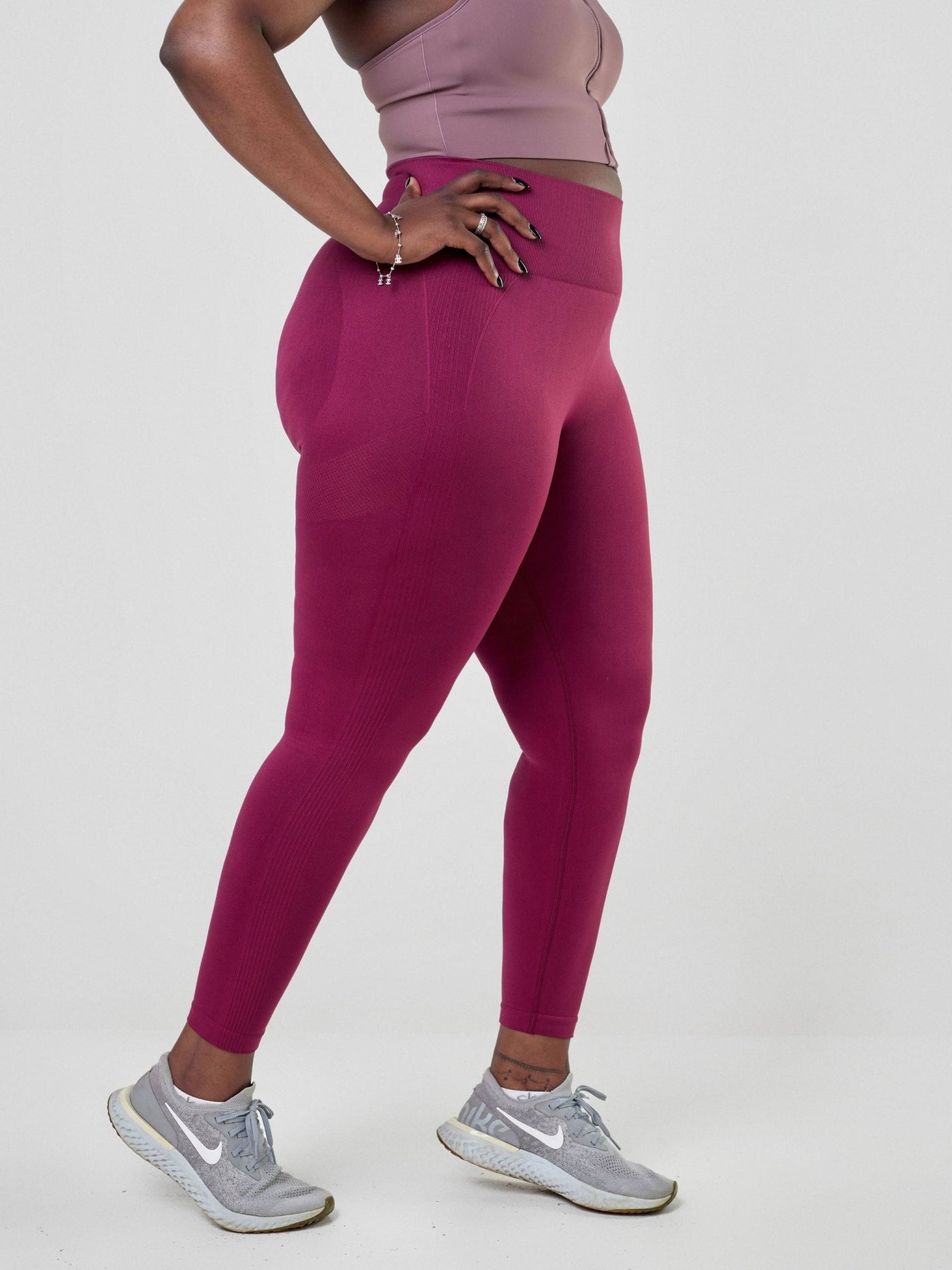 Ava Fitness Universal High Waisted Leggings - Purple Red - Shopzetu