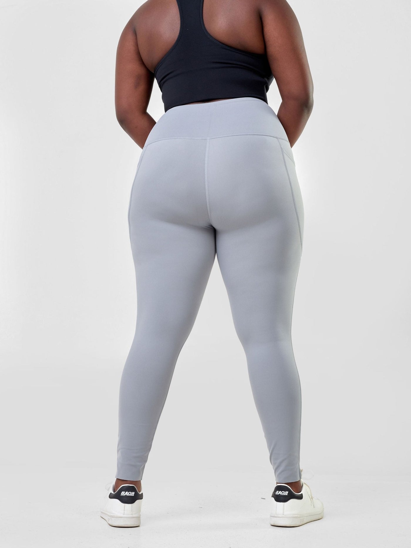 Ava Fitness Basic Double Pocket Leggings - Grey - Shopzetu