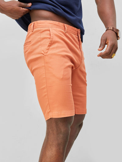 Zetu Men's Chino Shorts - Salmon Orange - Shopzetu