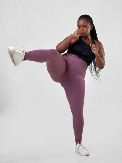 Ava Fitness Panel Leggings - Purple - Shopzetu