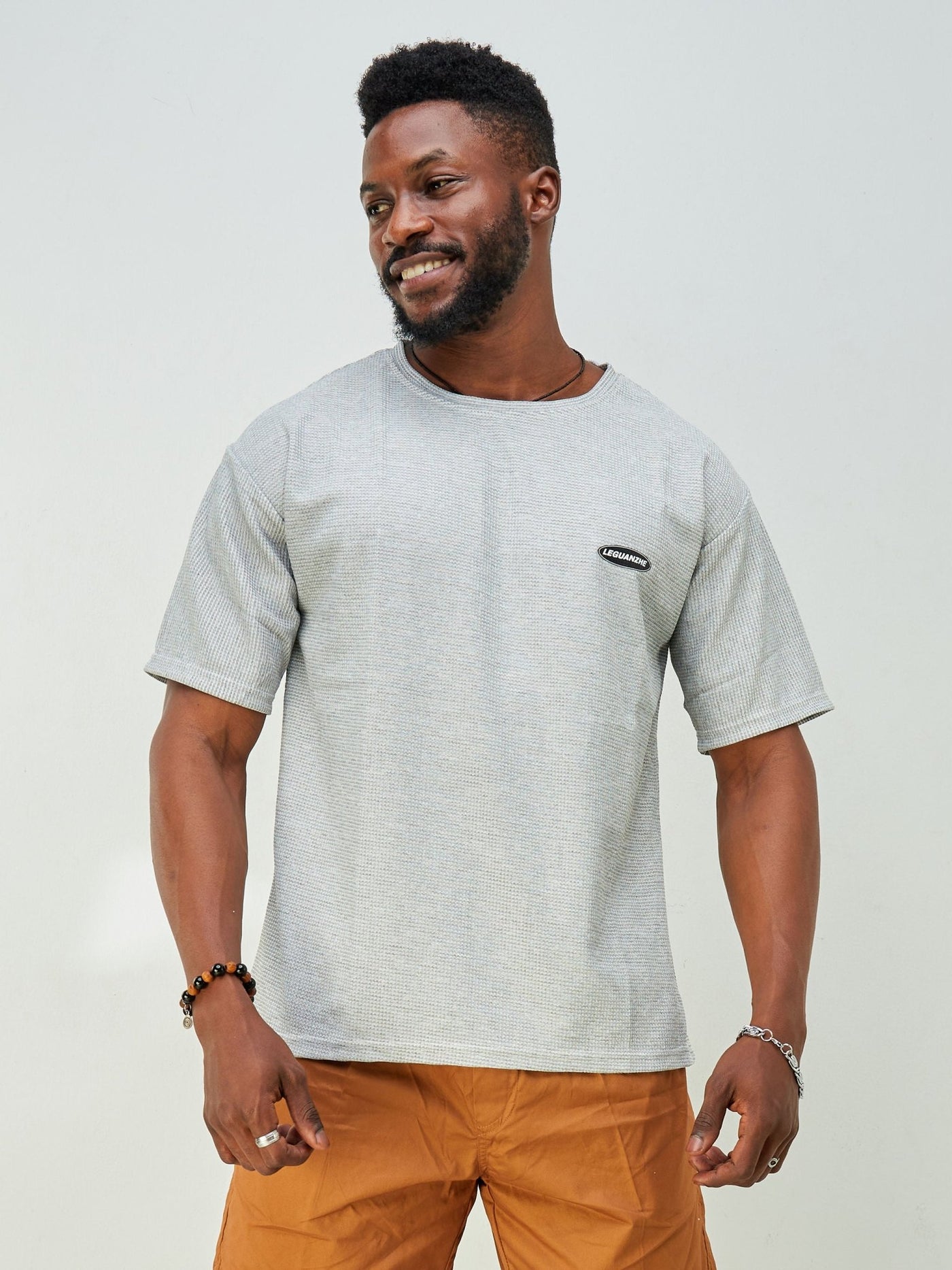 Zetu Men's Textured T-Shirt - Grey - Shopzetu