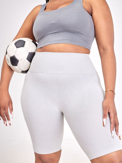 Ava Fitness Capri Workout Shorts - Light Grey - Shopzetu