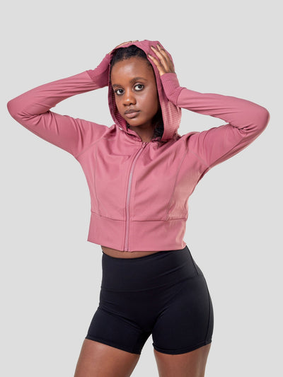 Ava Fitness Long Sleeved Zipper Top - Pink - Shopzetu