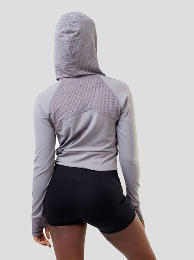 Ava Fitness Long Sleeved Zipper Top - Grey - Shopzetu