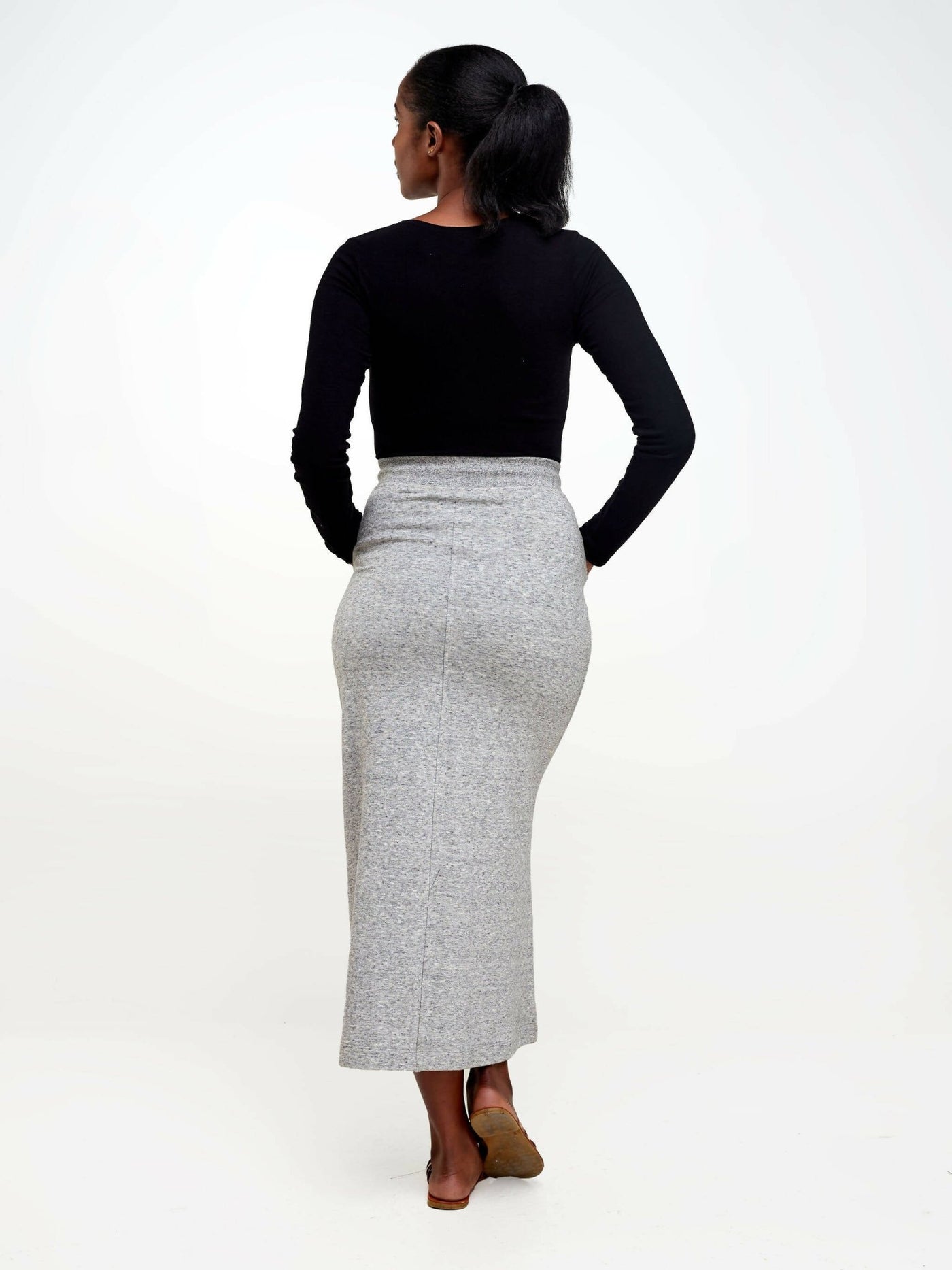 Hessed Maxi Long Skirt - Light Grey - Shopzetu