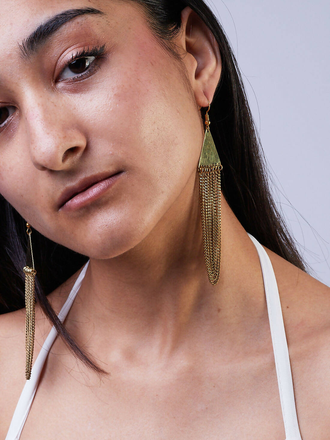 Lizola Aluoch Chained Earrings + Polisher - Brass