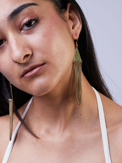Lizola Aluoch Chained Earrings + Polisher - Brass - Shopzetu