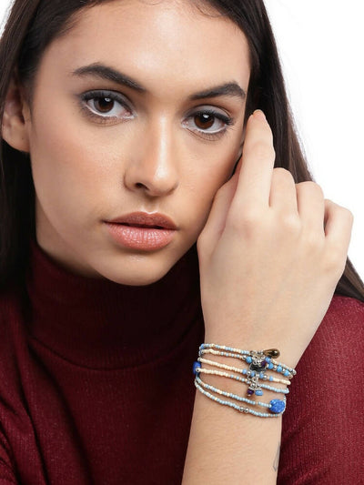 Slaks World Fashion Multistrand Bracelet - Blue / Silver - Shopzetu