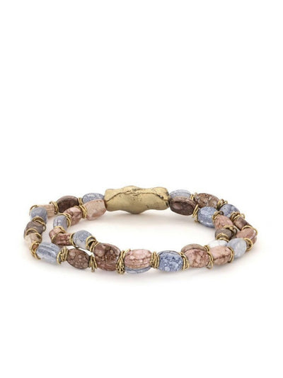Slaks World Fashion Colored Stones Bracelet - Brown / Blue - Shopzetu