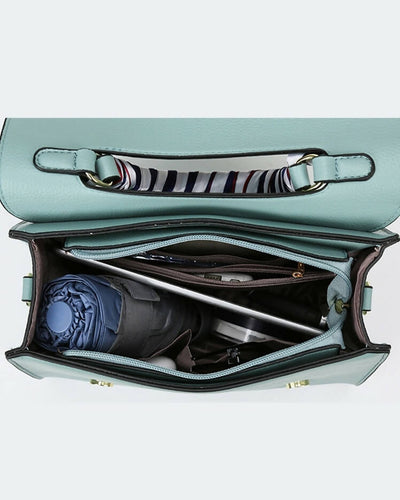 Slaks World Fashion Textured Office Handbag - Light Green & Blue - Shopzetu