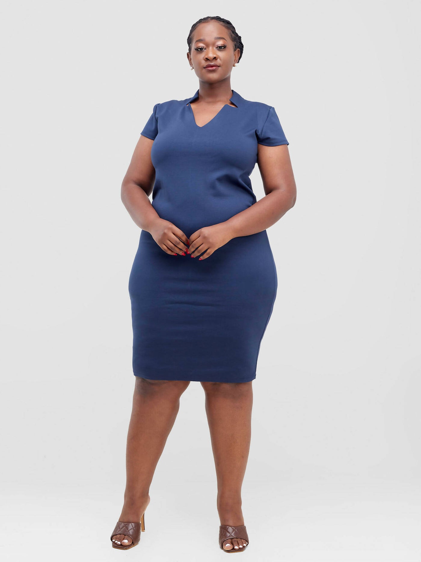 Aramay Joali Knee Length Dress - Navy Blue