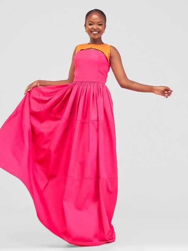 African Yuva Caru Dress - Pink - Shopzetu
