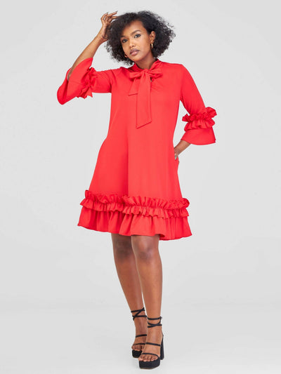 Jolly Fancy Wear Lulu Shift dress- Red - Shopzetu