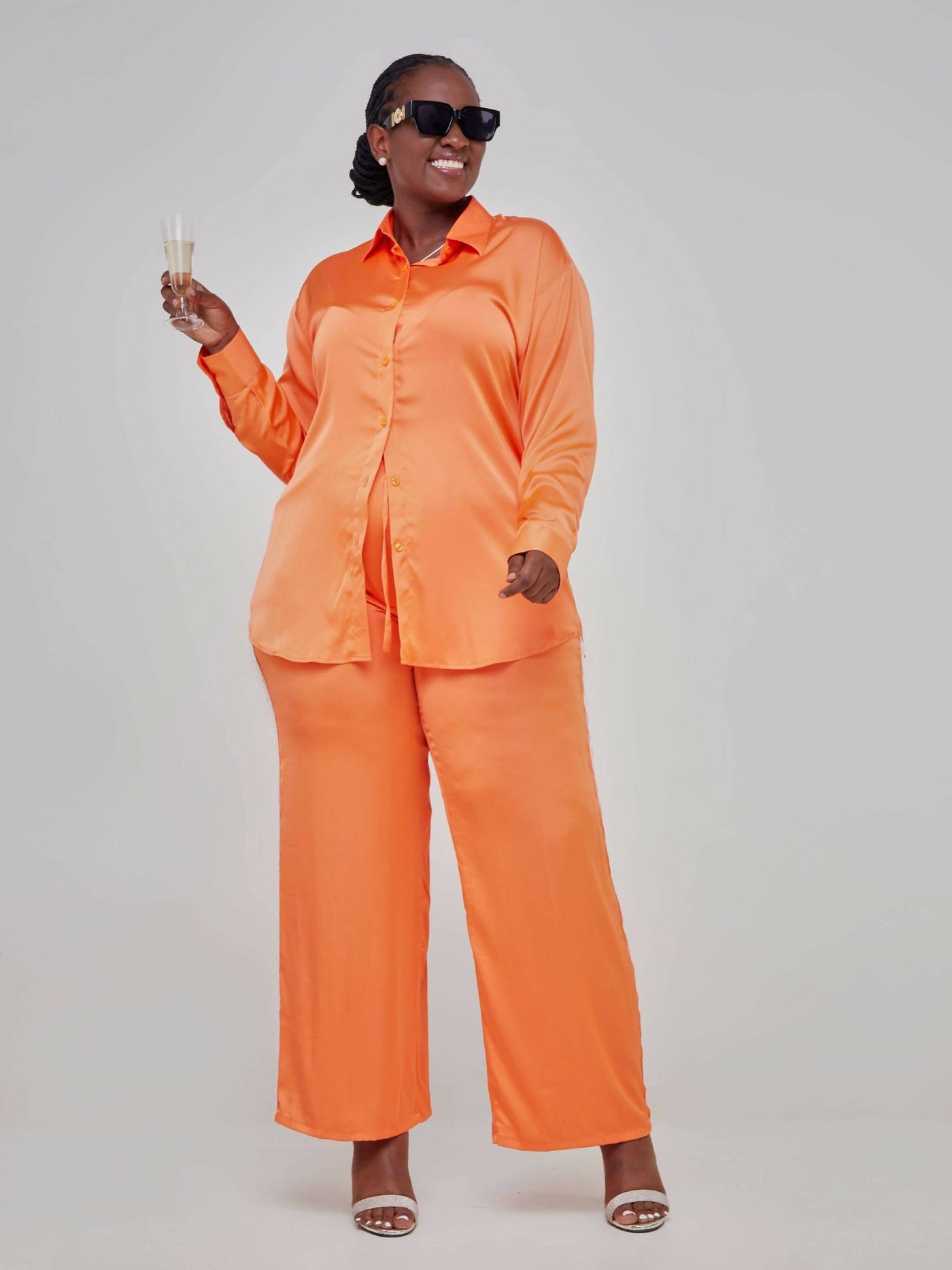 Fauza Design Karembo Silk Pant Sets - Orange - Shopzetu