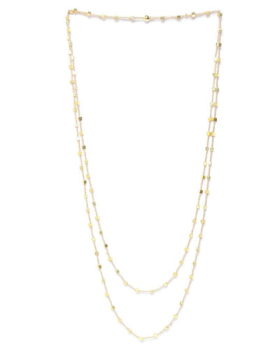 Slaks World Fashion 2 Line Bead Necklace - Gold - Shopzetu