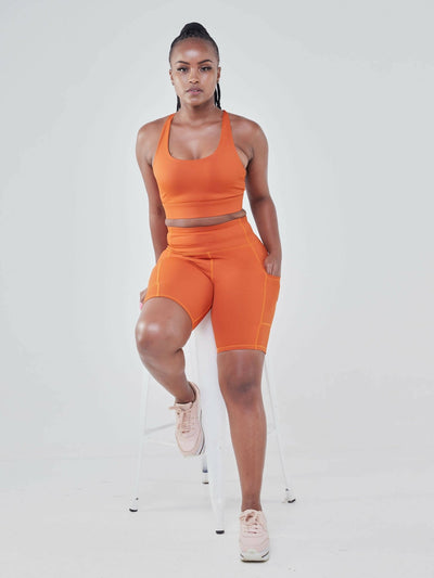 Flen Store Fitness (Shorts and Sports bra) Set - Orange - Shopzetu