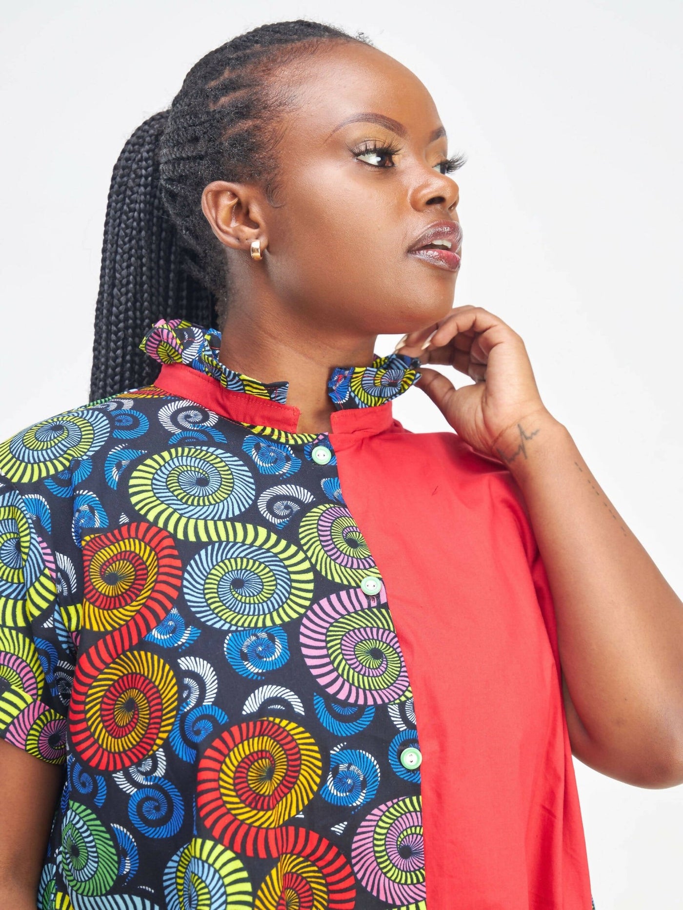 Vazi Afriq Cotton Ankara Shirt Dress - Multicolored - Shopzetu