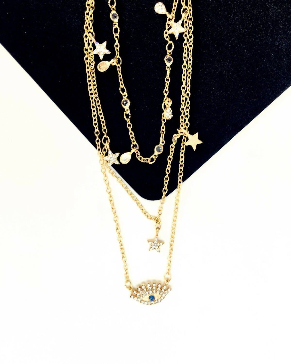 Slaks World Fashion 3 Layer Necklace - Gold - Shopzetu
