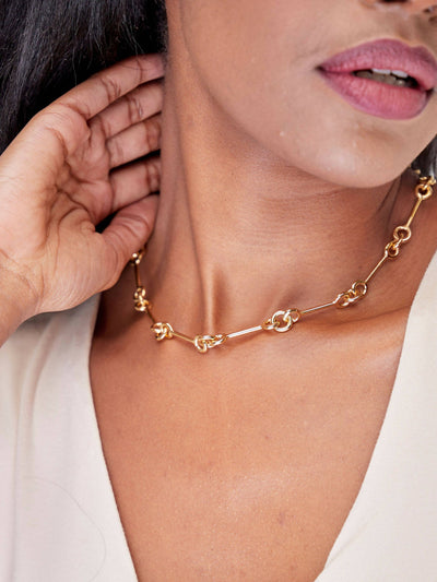 Soko Code Collar Necklace - Gold - Shopzetu