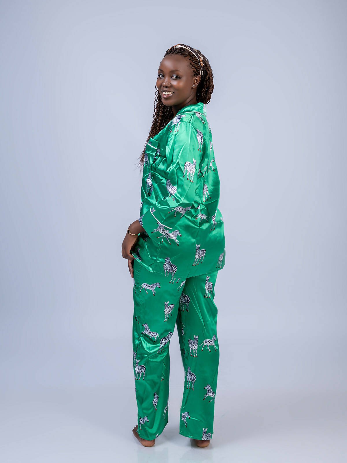 Elevate Fashion House Zebra Print Pajama - Green - Shopzetu