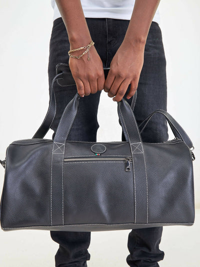 Mubi Leather Fahari Travel Bag - Black - Shopzetu