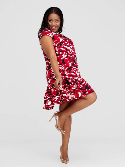 Lizola Atemi Shift Dress - Red - Shopzetu