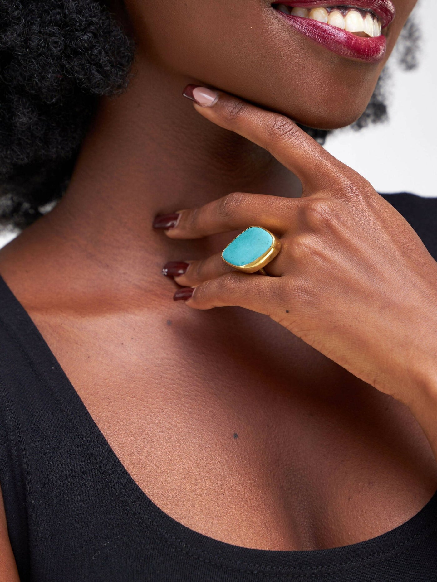 Kijivu Creatives Turquoise Ring - Blue - Shopzetu