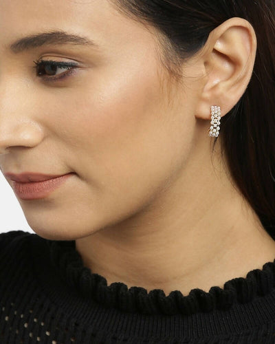 Slaks World Fashion Crescent Shaped Half Hoop Earrings - Gold - Shopzetu