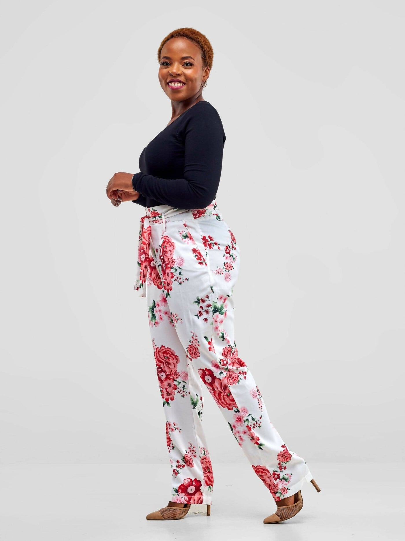 Immaculate Chic Floral Trouser - White - Shopzetu