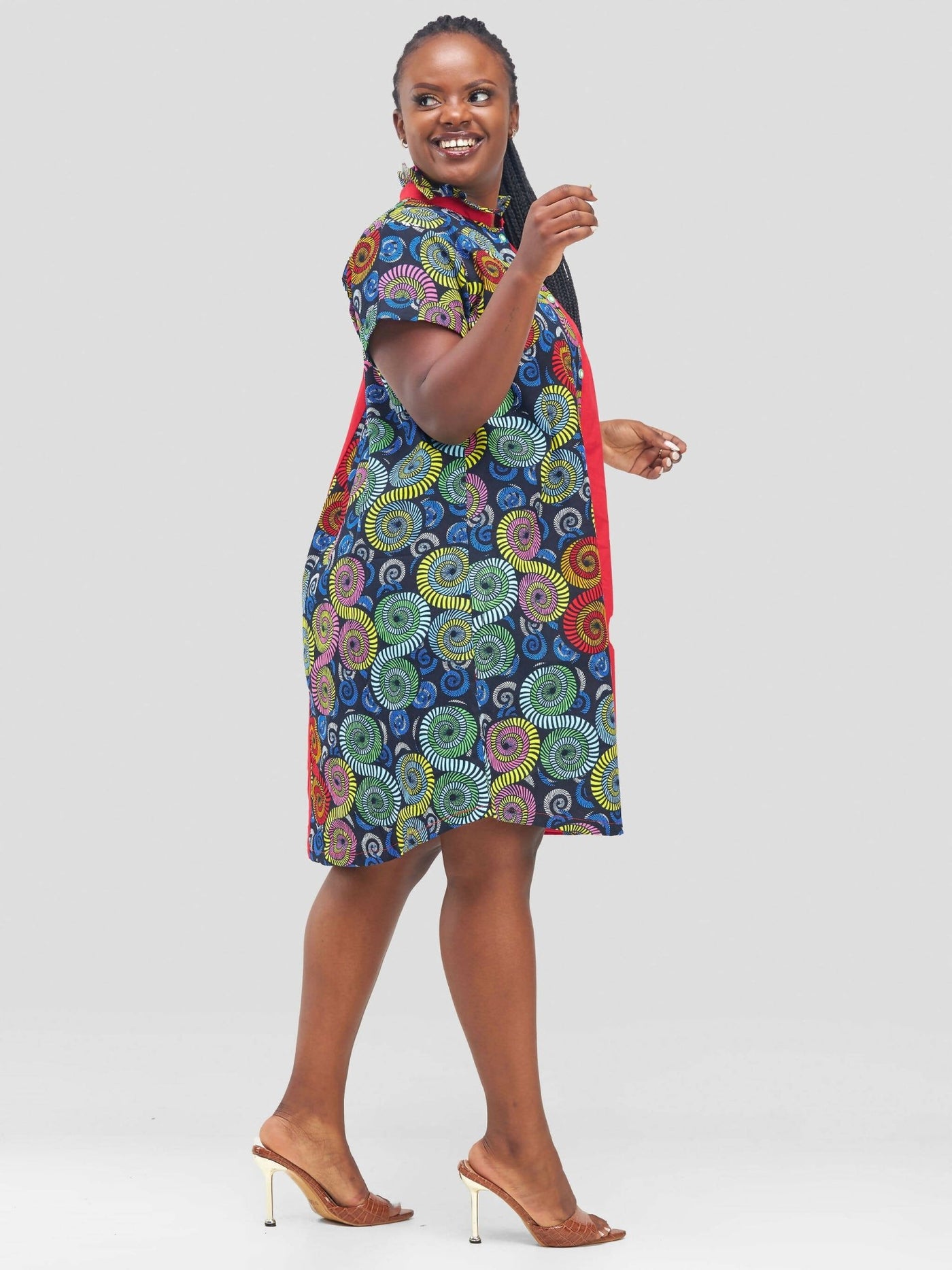 Vazi Afriq Cotton Ankara Shirt Dress - Multicolored - Shopzetu